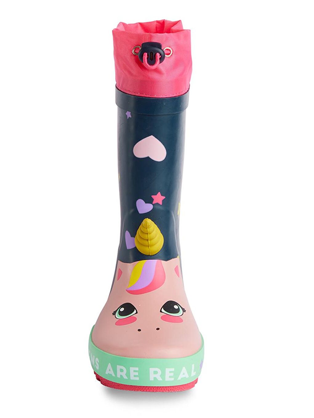 Denokids Karışık Kalpli Unicorn Kız Çocuk Lacivert Yağmur Çizmesi - 3