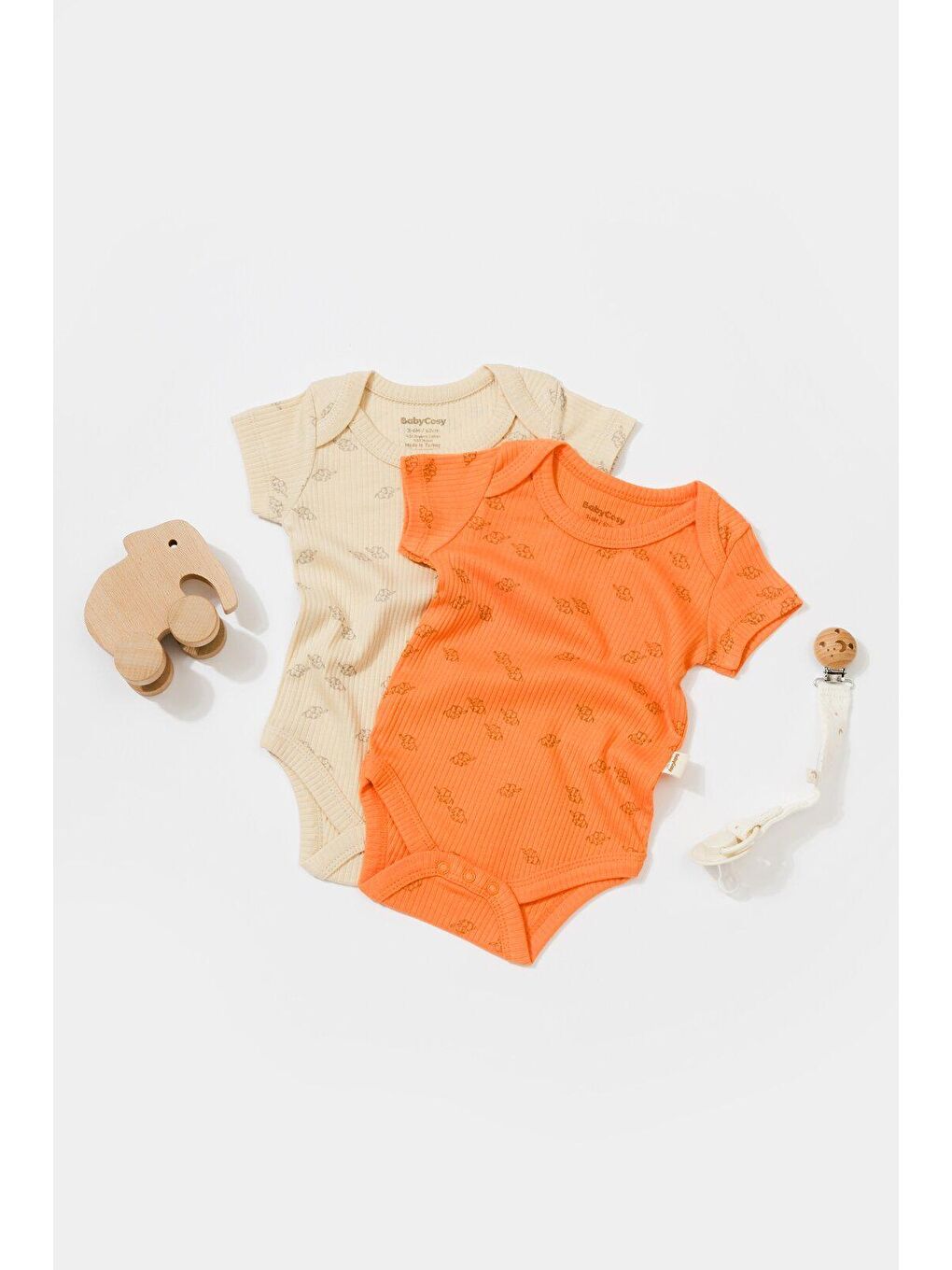 Bej Modal 2 Li Kısa Kollu Badi