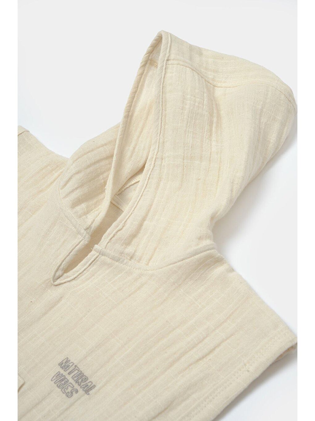 Bej Müslin Kapüşonlu Plaj Havlusu-2