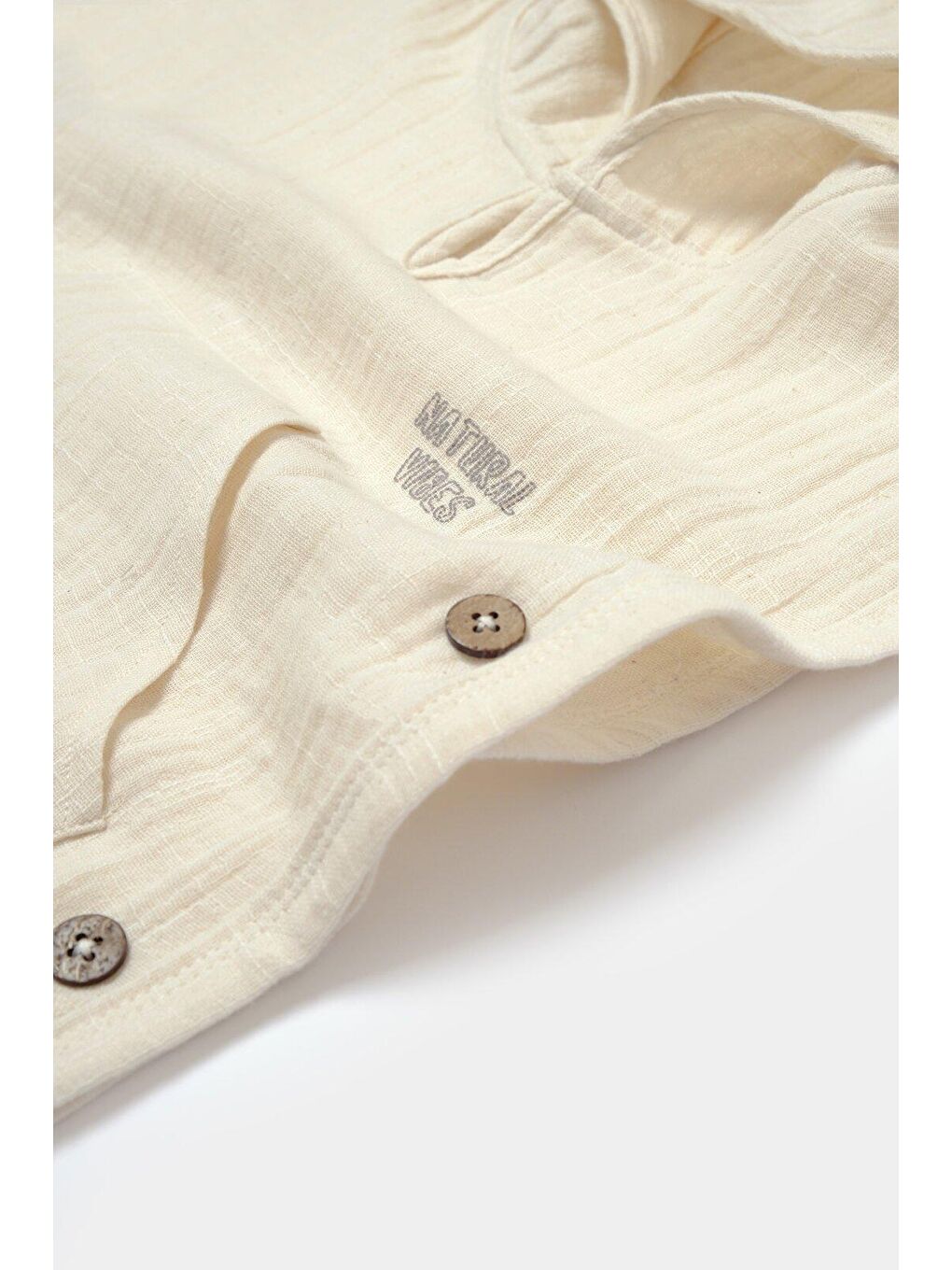 Bej Müslin Kapüşonlu Plaj Havlusu-3