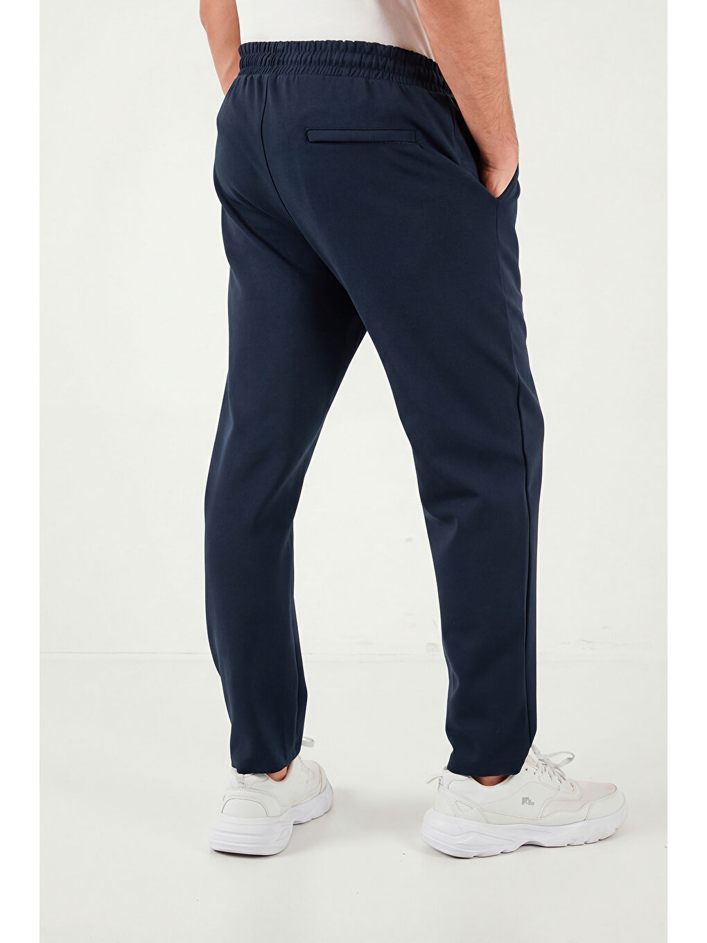 Lacivert Pamuklu Slim Fit Normal Bel Daralan Paça Çimalı Pantolon 5908088-6