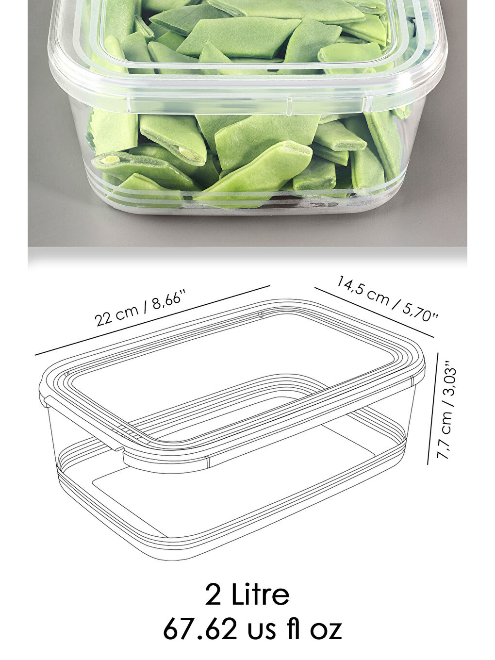 Renksiz 1 Adet Kapaklı Saklama Kabı 2 l-5