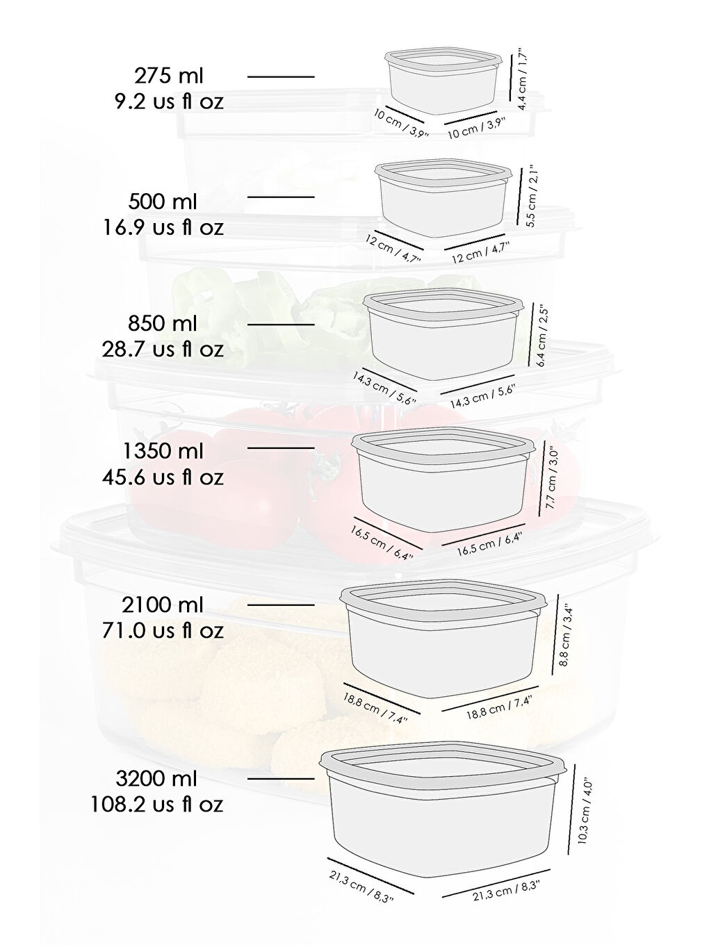 Antrasit 12'li Kare Erzak Saklama Kabı Seti-3