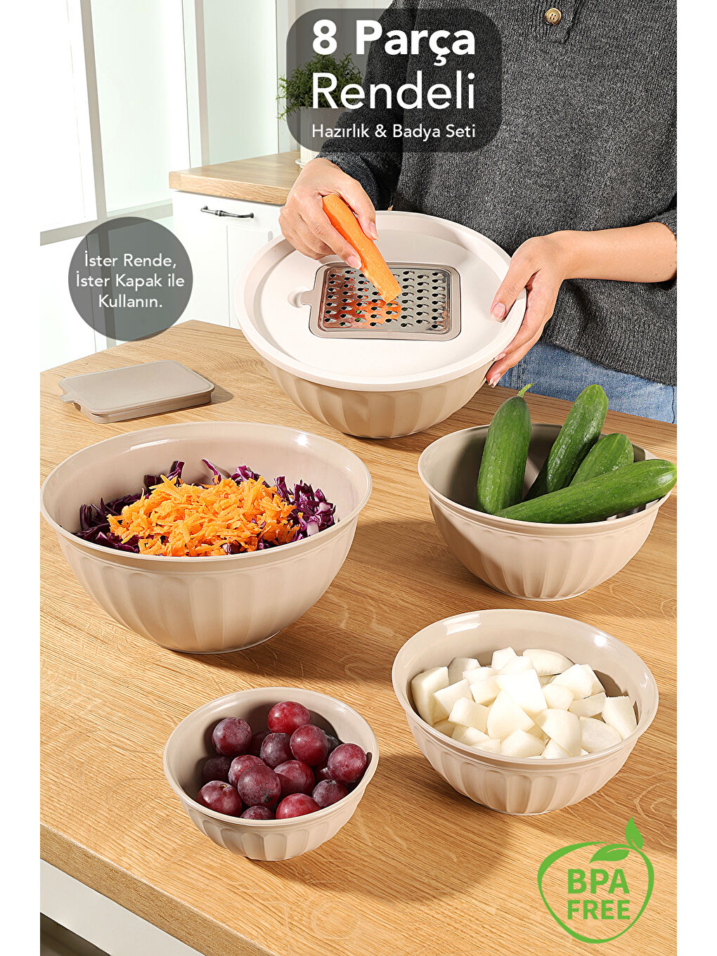 Bej Kapaklı Saklama Kabı