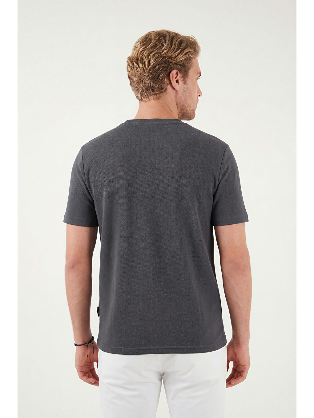 Antrasit Pamuklu Regular Fit Yarım Fermuarlı  Erkek Tişört 5902653-5