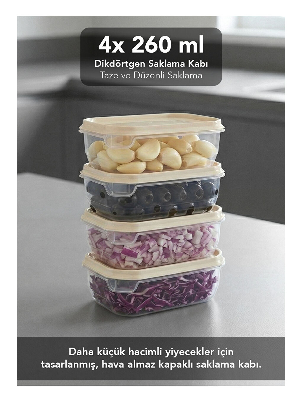 Bej Saklama Kabı Seti-4