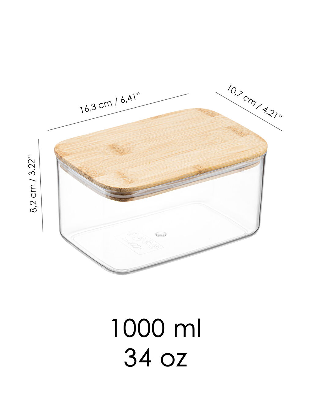 Bej 4'lü Bambu Kapak Aura Dikdörtgen Erzak Saklama Kabı 1 l-4