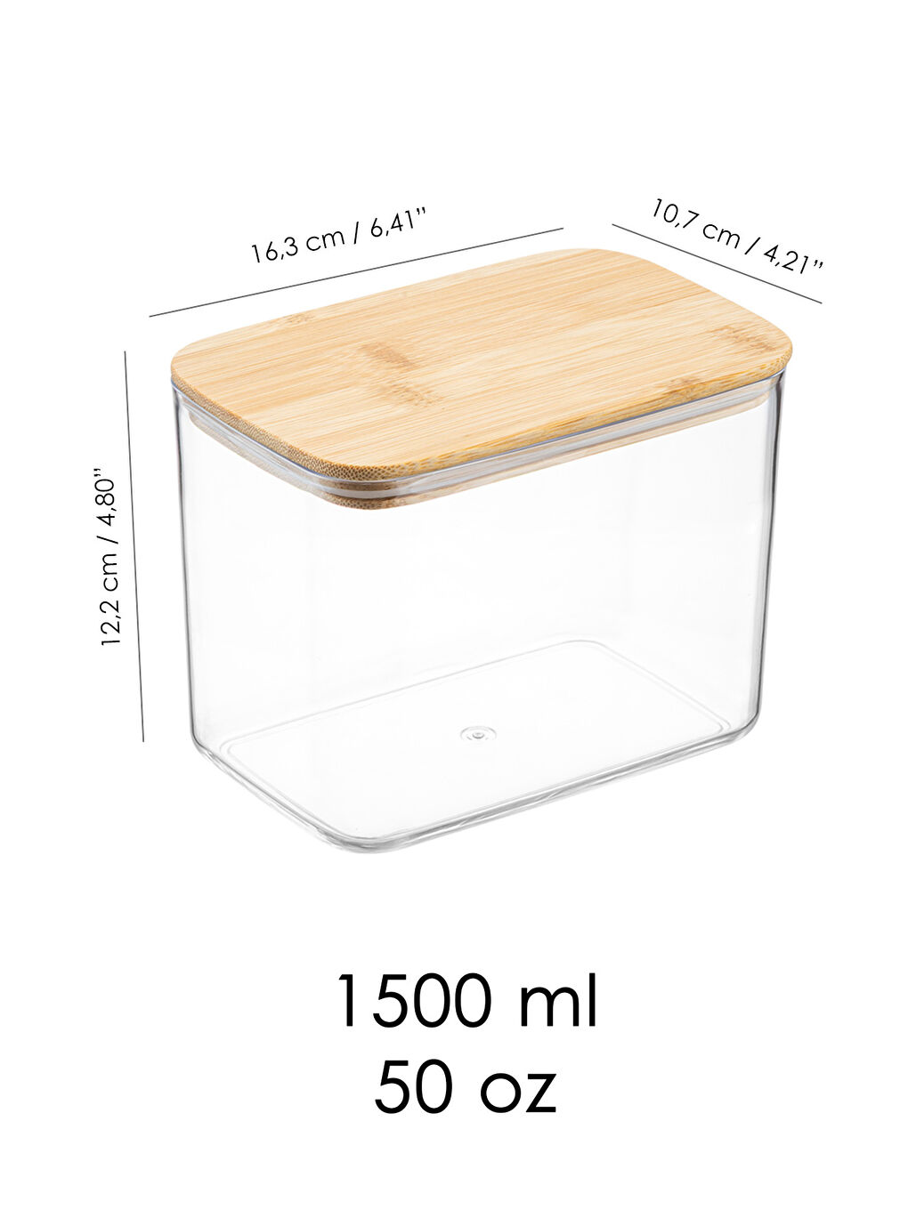 Bej 4'lü Bambu Kapak Aura Dikdörtgen Erzak Saklama Kabı 1,5 l-4