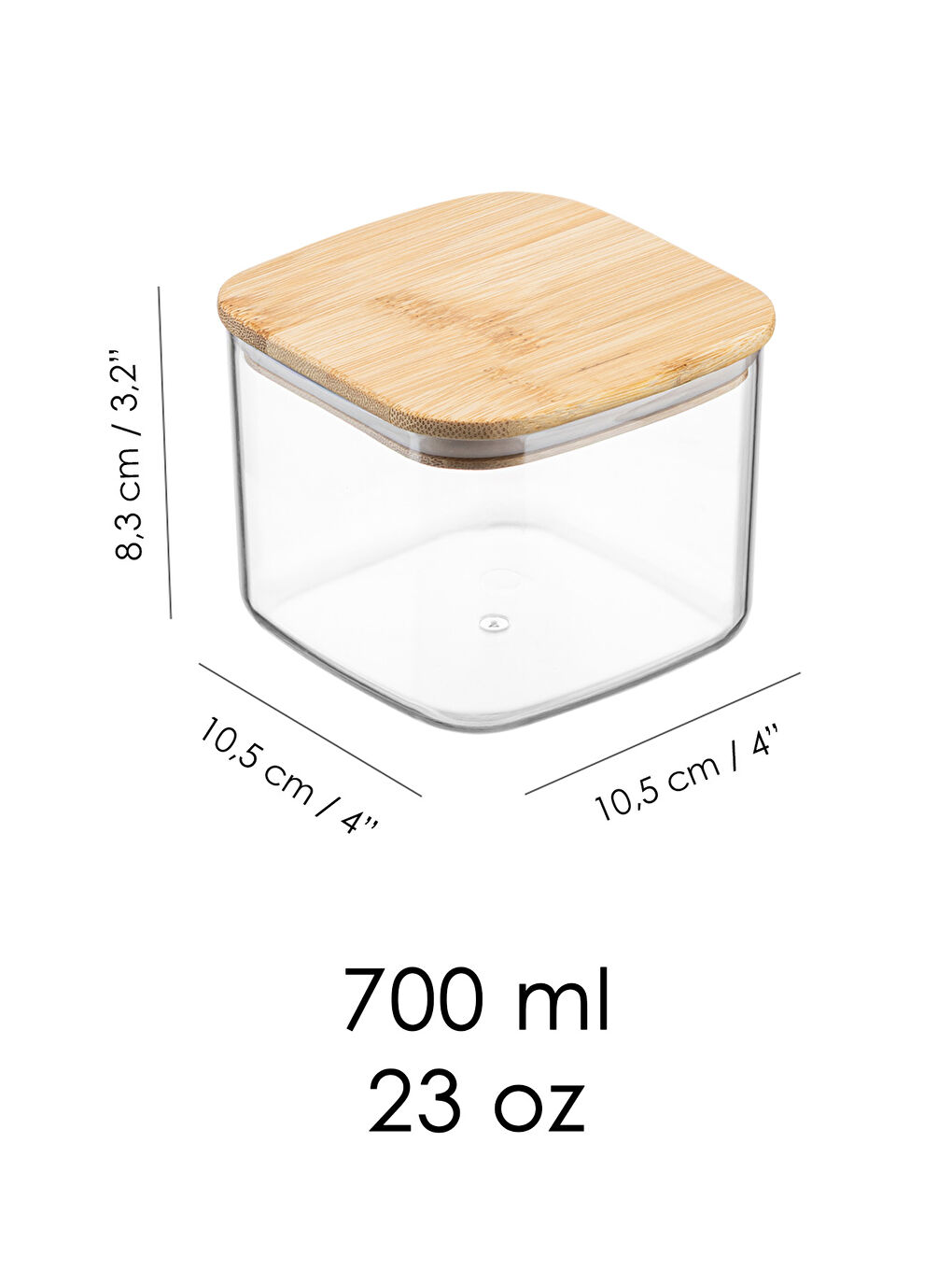 Bej 12'li Bambu Kapak Aura Kare Saklama Kabı 700 ml-4