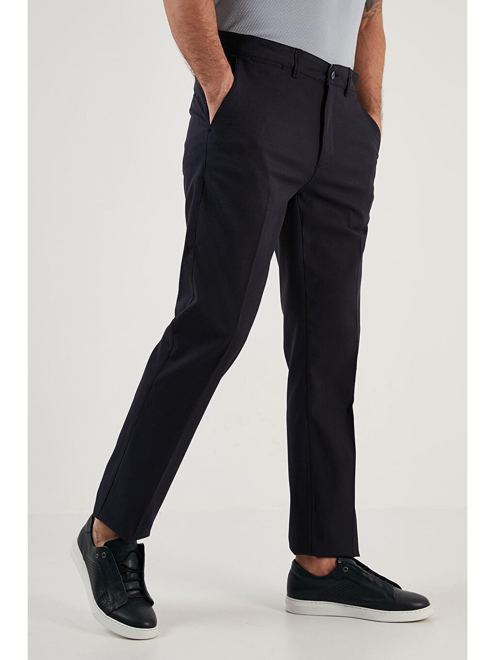 Lacivert Pamuklu Normal Bel Regular Fit Düz Paça Erkek Pantolon 613HISAR-2