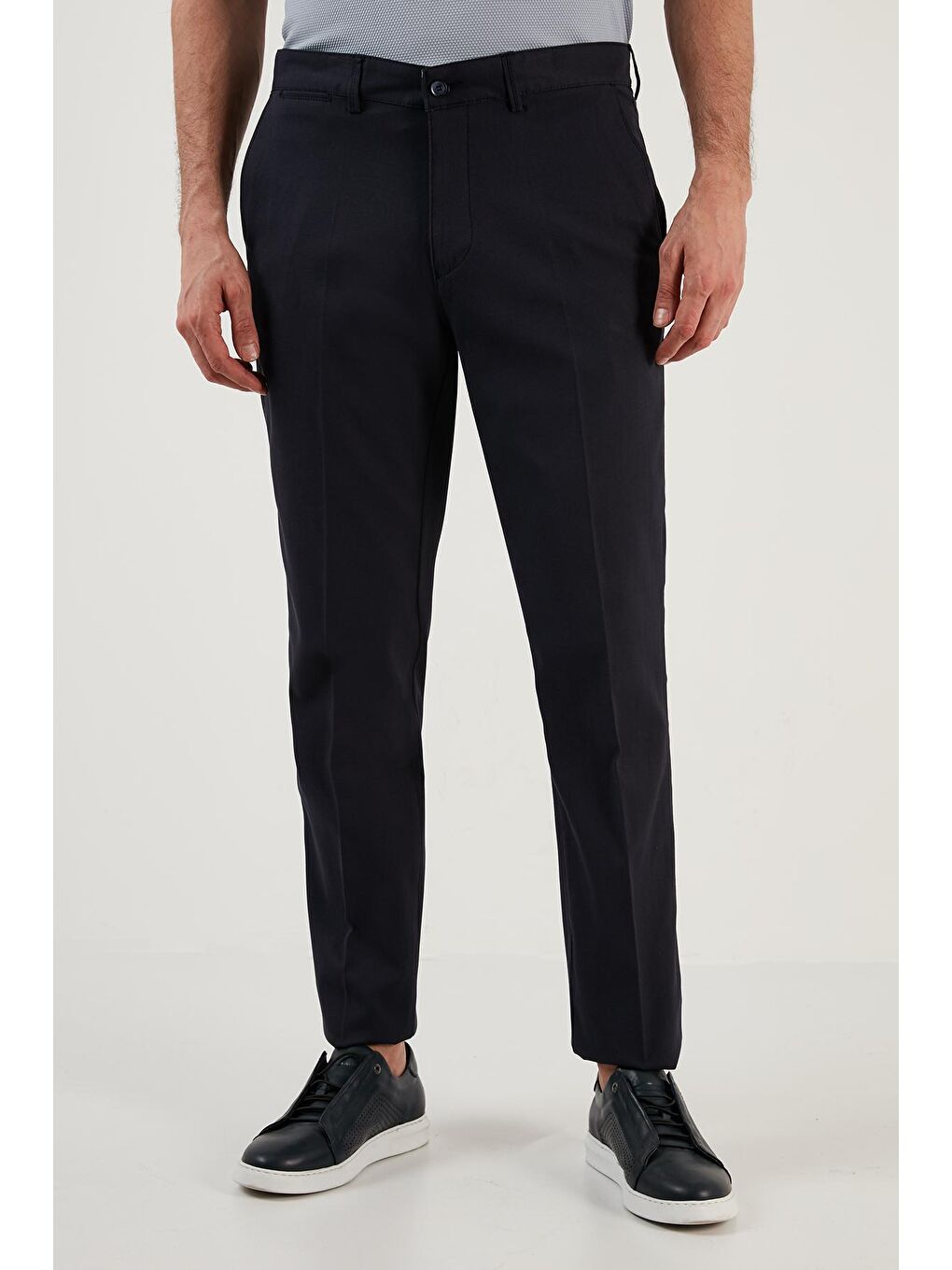 Lacivert Pamuklu Normal Bel Regular Fit Düz Paça Erkek Pantolon 613HISAR-3