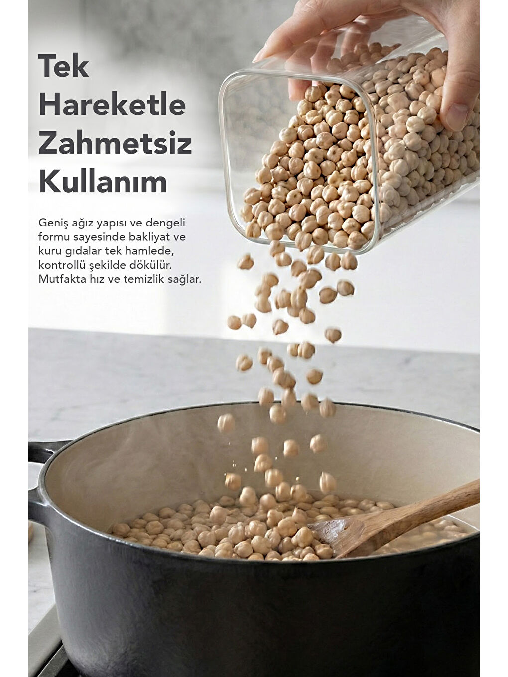 Bej 4'lü Bambu Kapak Aura Kare Saklama Kabı 700 ml-2