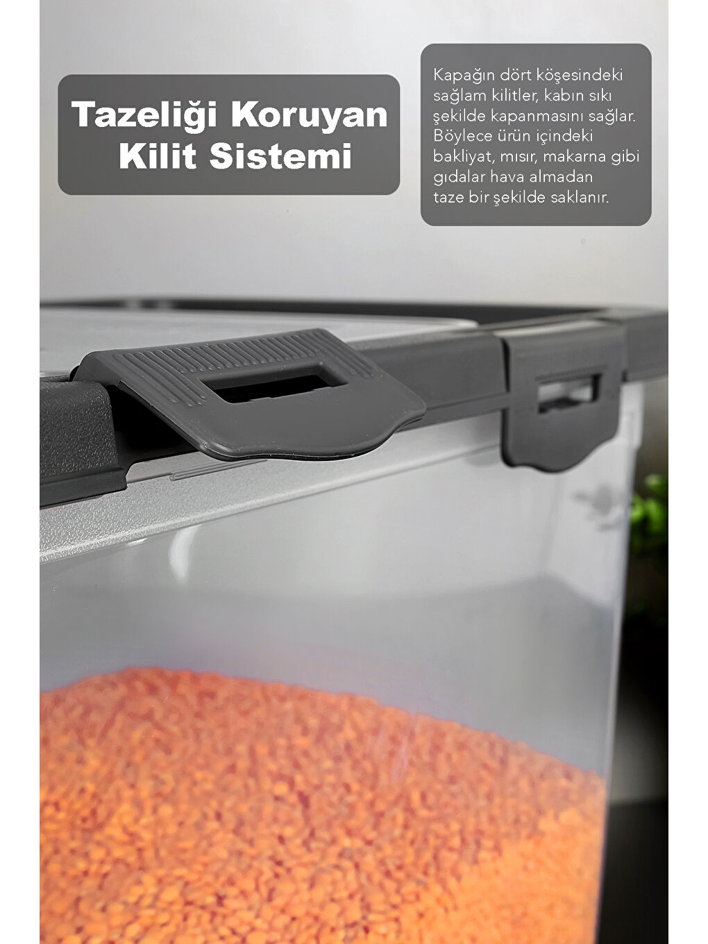 Gri 4'lü Kapaklı Erzak Saklama Kabı 15 l-3