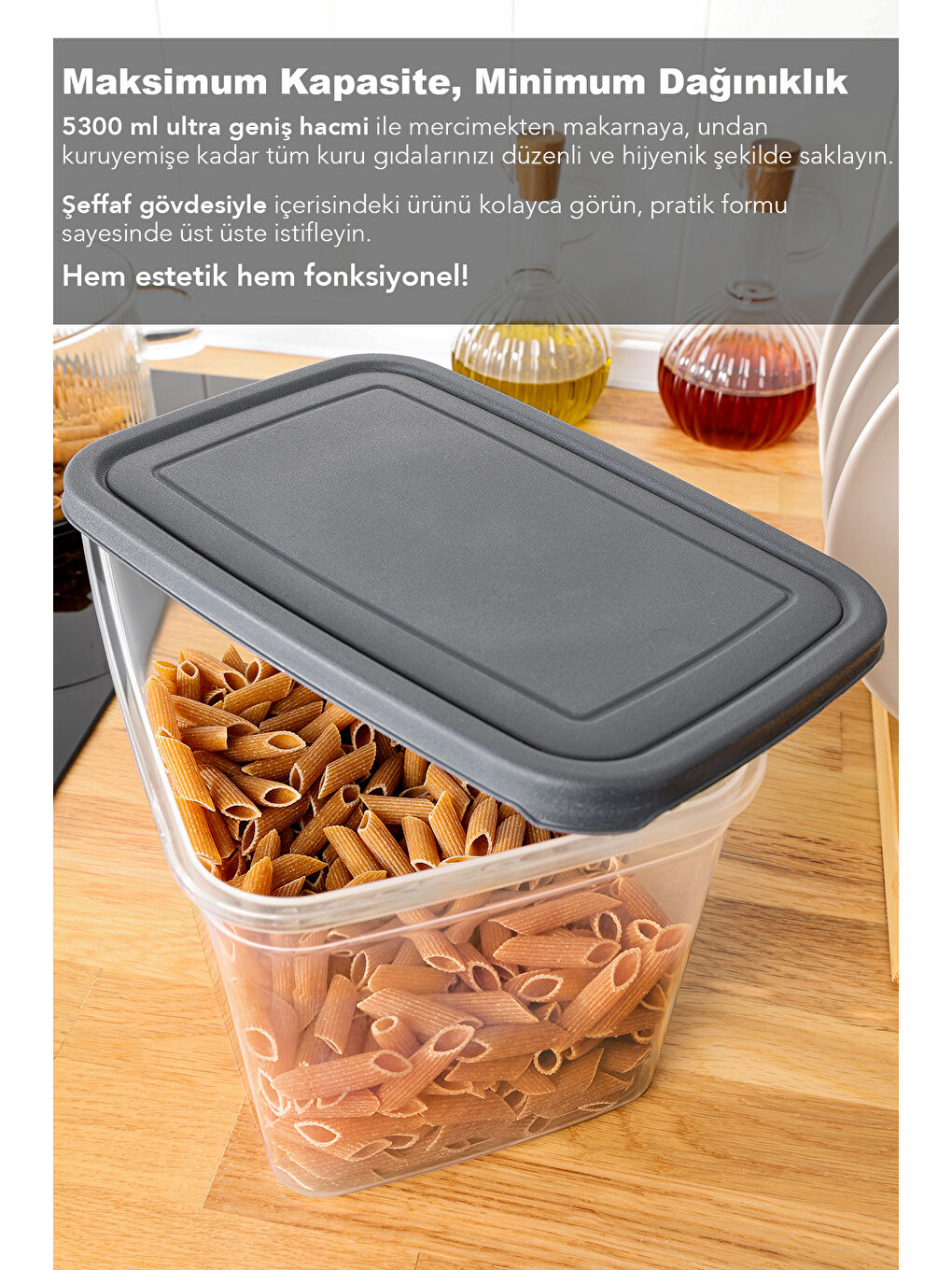 Renksiz 1 Adet Erzak Saklama Kabı 3700 ml-4