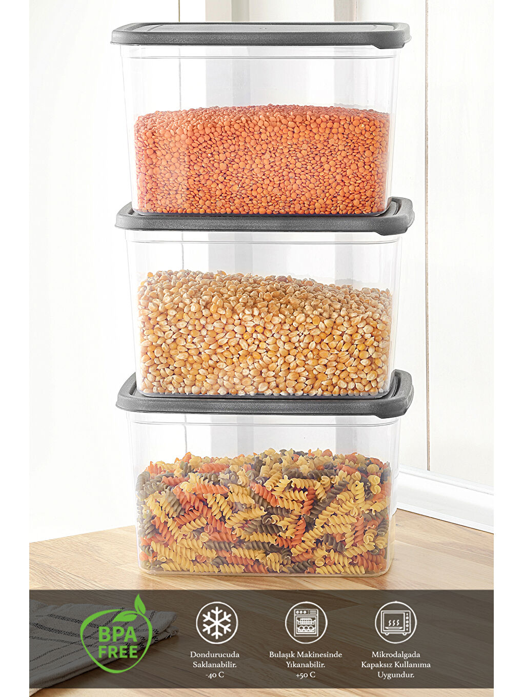 Renksiz 2 Adet Erzak Saklama Kabı 3700 ml-1