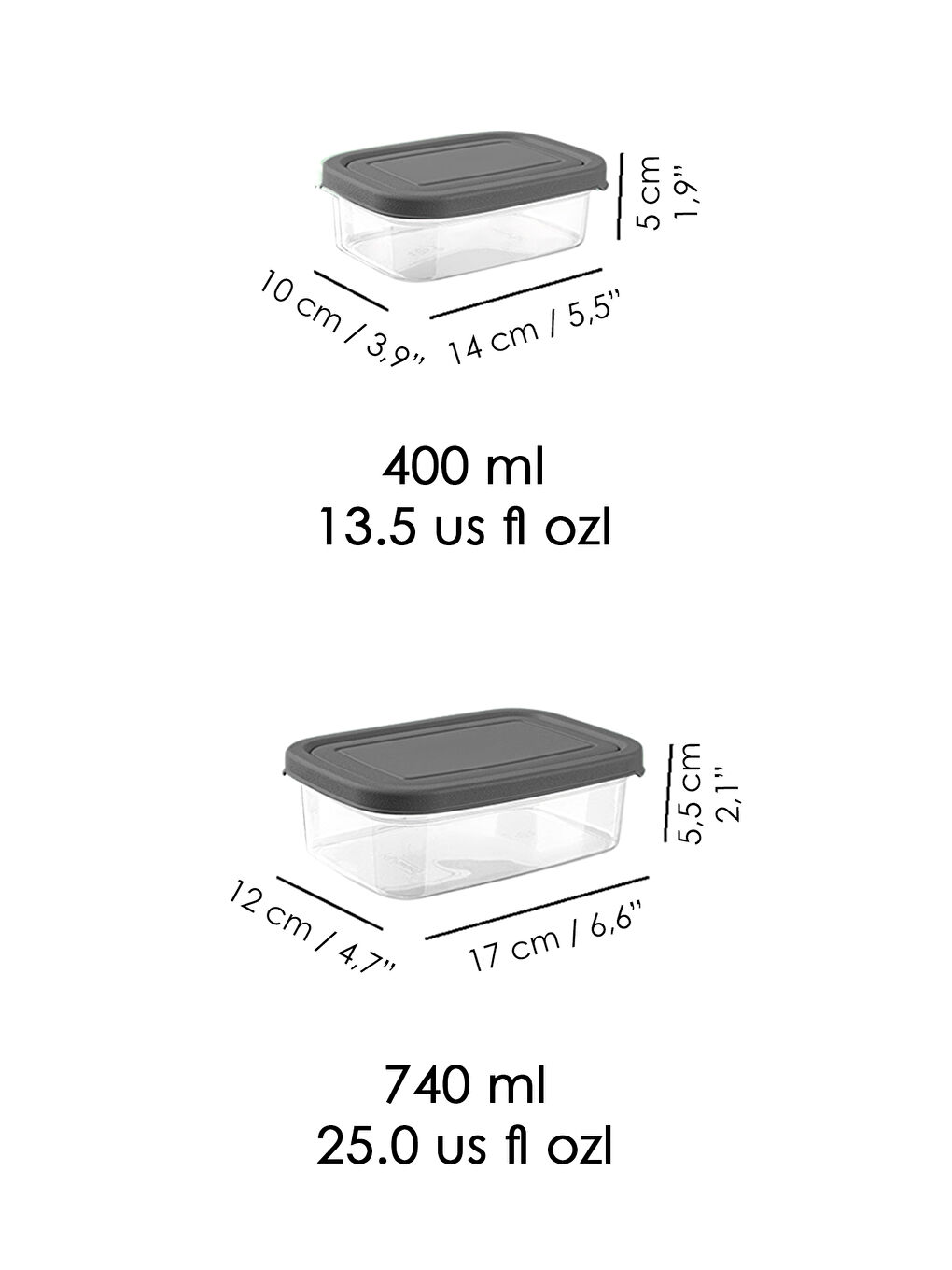 Gri 12'li Dikdörtgen Erzak Saklama Kabı-6