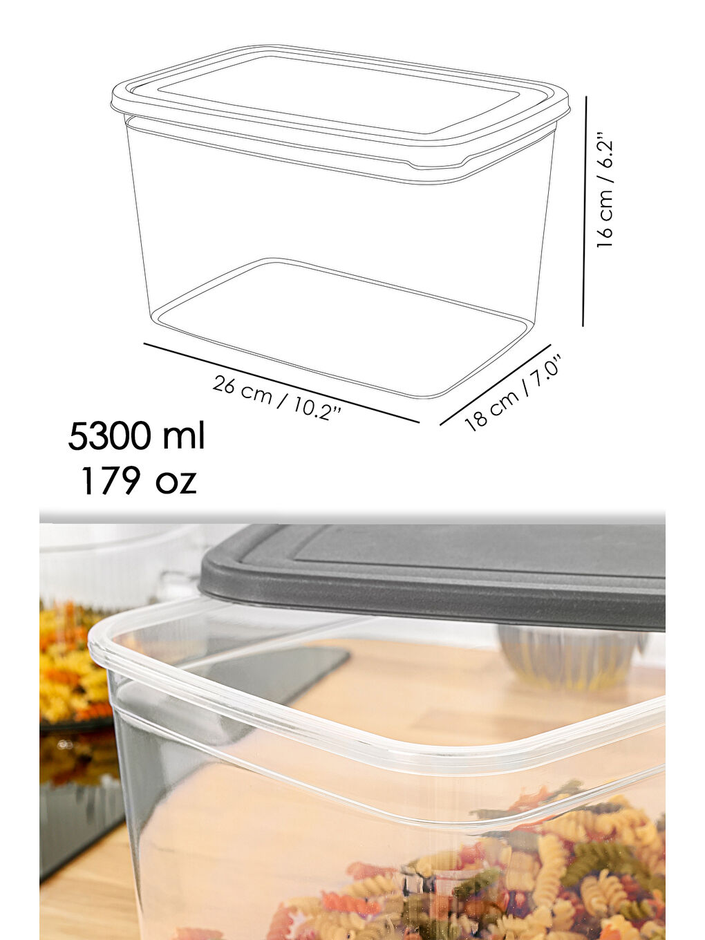 Renksiz 3 Adet Erzak Saklama Kabı 5300 ml-6