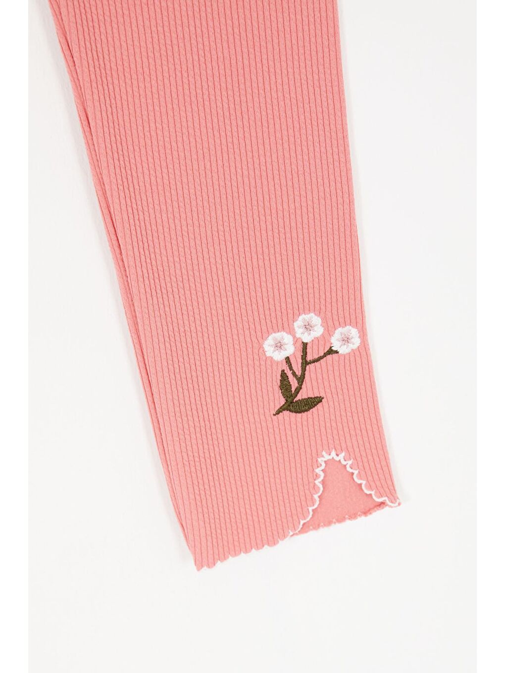 Pembe Çiçek Nakışlı Fitilli Kız Çocuk Tayt 16991-2