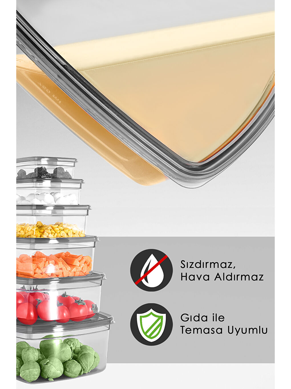 Antrasit 24'lü Kare Erzak Saklama Kabı Seti-1