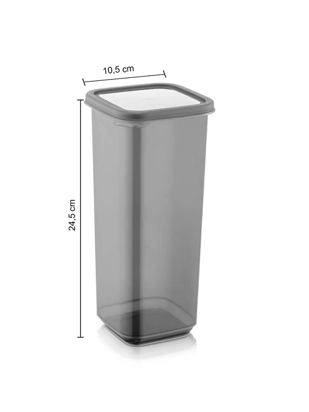 Antrasit 1 Adet Kapaklı Kare Erzak Gıda Saklama Kabı 1700 ml-1