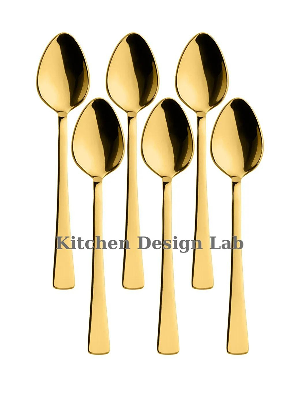 Sarı Gold Parlak Çay Kaşık Seti 6 Adet, Kutulu, 18/10 Paslanmaz Çelik 6 Kişilik Çay Kaşığı Seti