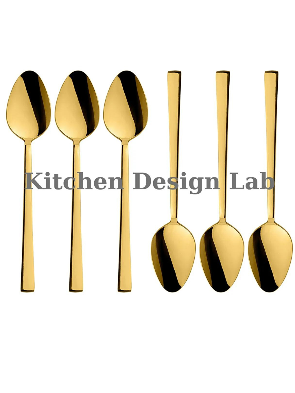 Sarı Gold Parlak Çay Kaşık Seti 6 Adet, Kutulu, 18/10 Paslanmaz Çelik 6 Kişilik Çay Kaşığı Seti-2