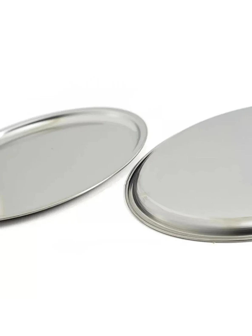 Gri Paslanmaz Çelik 6 Adet 21 cm Yuvarlak Servis Pasta Kurabiye İkram Tabağı Servis Tabağı 6 Adet-2