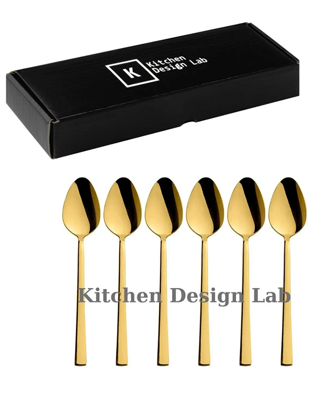 Sarı Gold Parlak Çay Kaşık Seti 6 Adet, Kutulu, 18/10 Paslanmaz Çelik 6 Kişilik Çay Kaşığı Seti-3