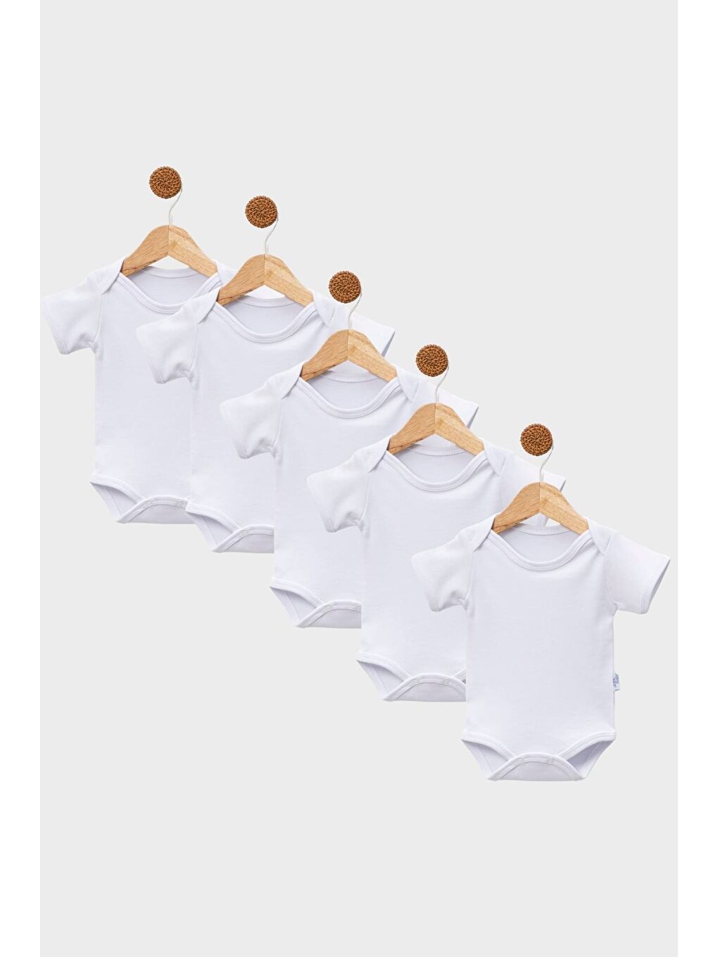 Beyaz 5'li Zıbın Kısa Kollu %100 Pamuk Çıtçıtlı Bebek Body