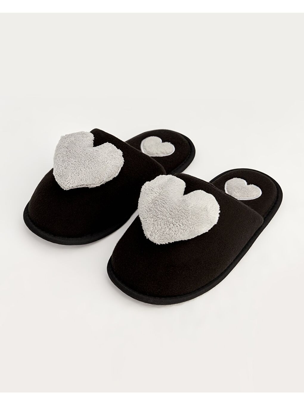 Gri KABİ - Kalp Desenli Kadın Ev Terliği-9