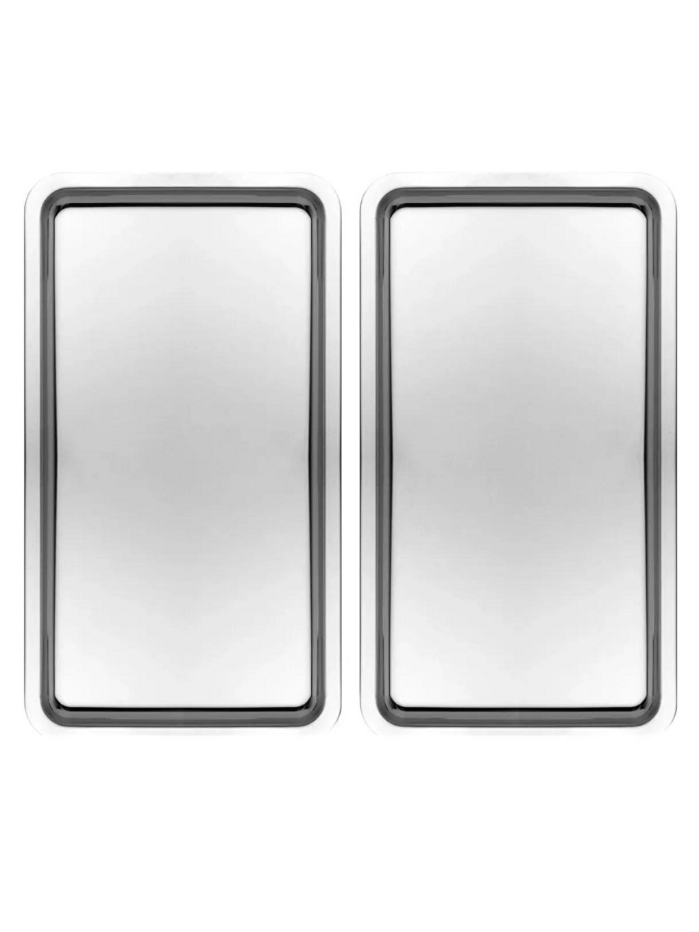 Gri Paslanmaz Çelik Gümüş Renk Dikdörtgen Geniş Metal Düz Sunum Tepsisi 2 Adet