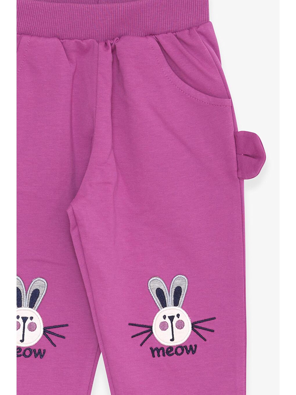 Lila Kız Çocuk Eşofman Altı Tavşancık Nakışlı Eflatun (1-3 Yaş)-2