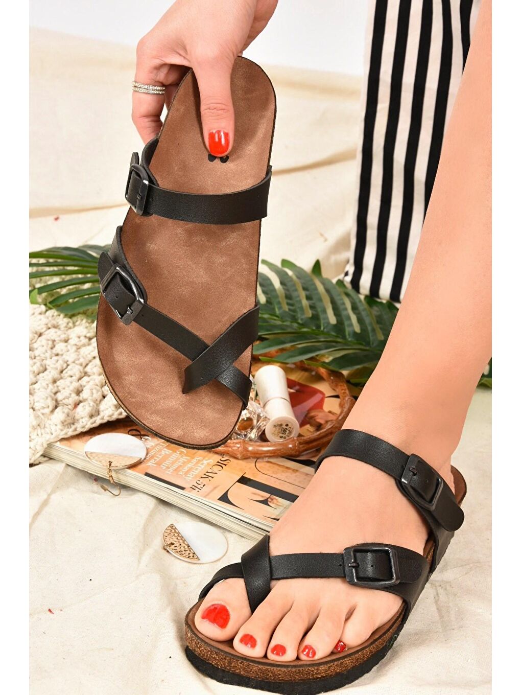 K777613409 Siyah Kadın Terlik-1