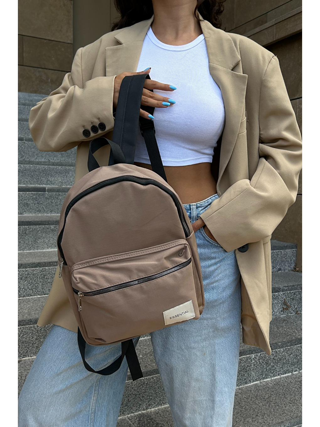 Kahverengi Çok Bölmeli Kadın Sırt Çantası ASC001-1