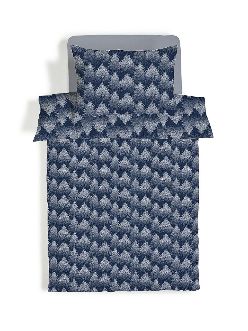 Karışık Çift Taraflı Yılbaşı Özel Desenli Çarşafsız 2'li Takım Baskılı Tek Kişilik Nevresim Takımı-1