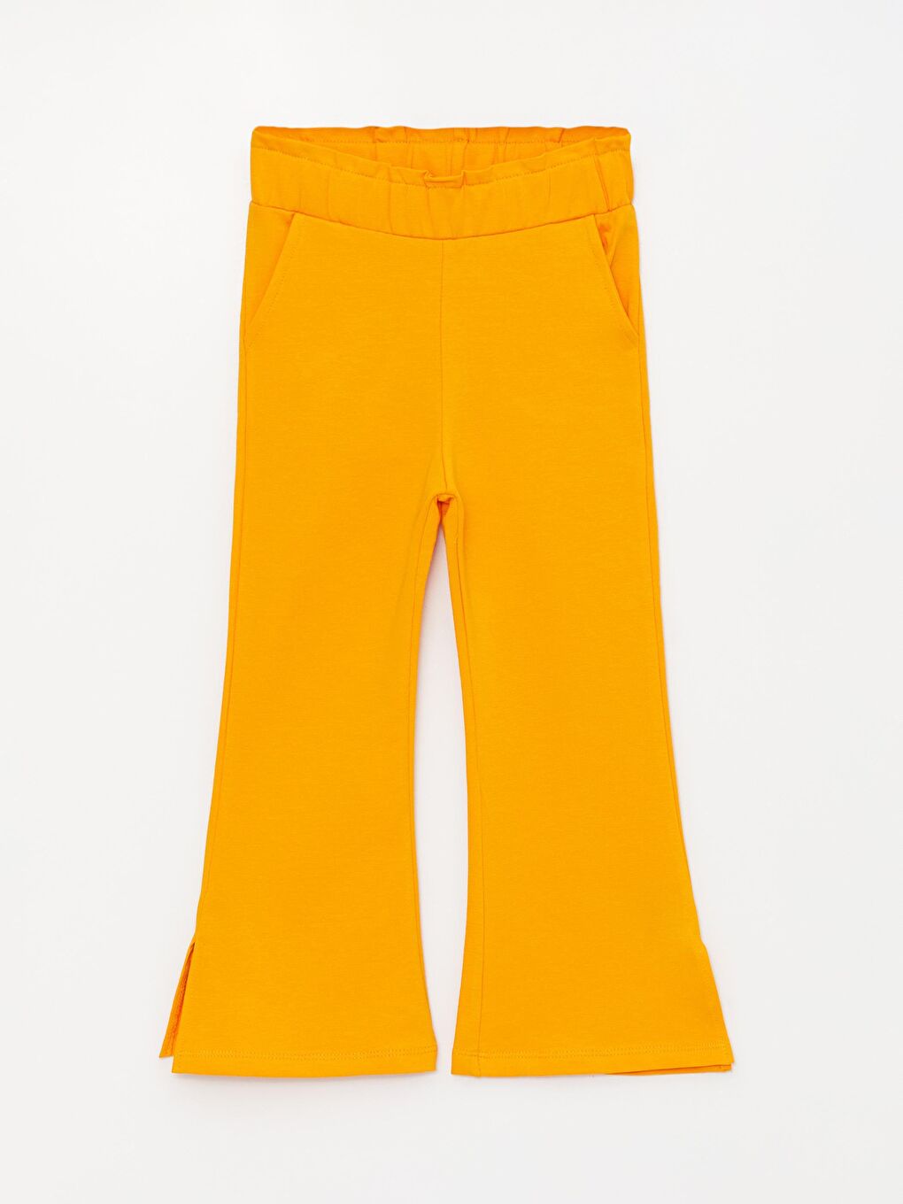 Sarı Kız Çocuk Yırtmaçlı Beli Lastikli Cepli Mevsimlik Eşofman Altı