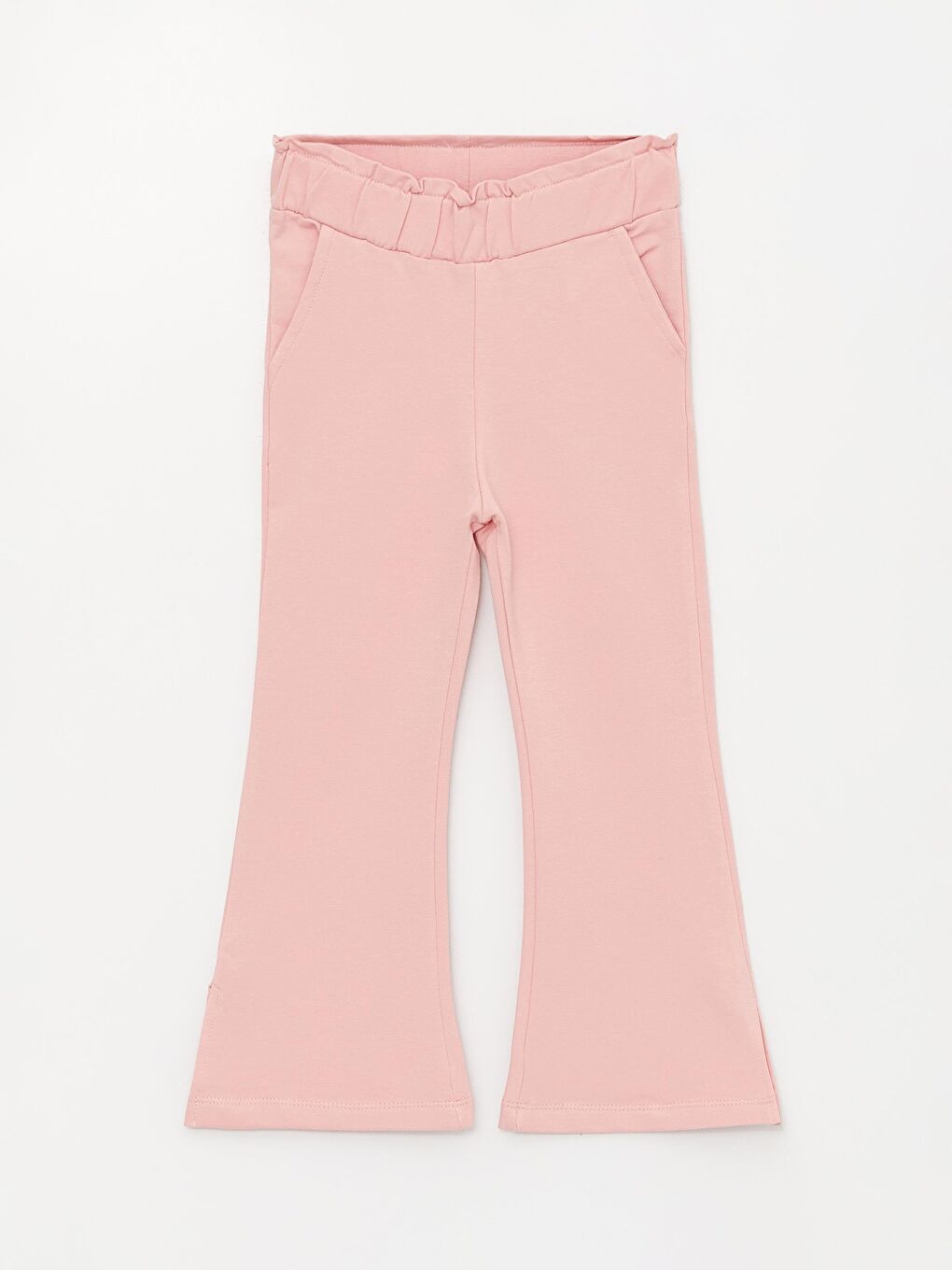 Pembe Kız Çocuk Yırtmaçlı Beli Lastikli Cepli Mevsimlik Eşofman Altı
