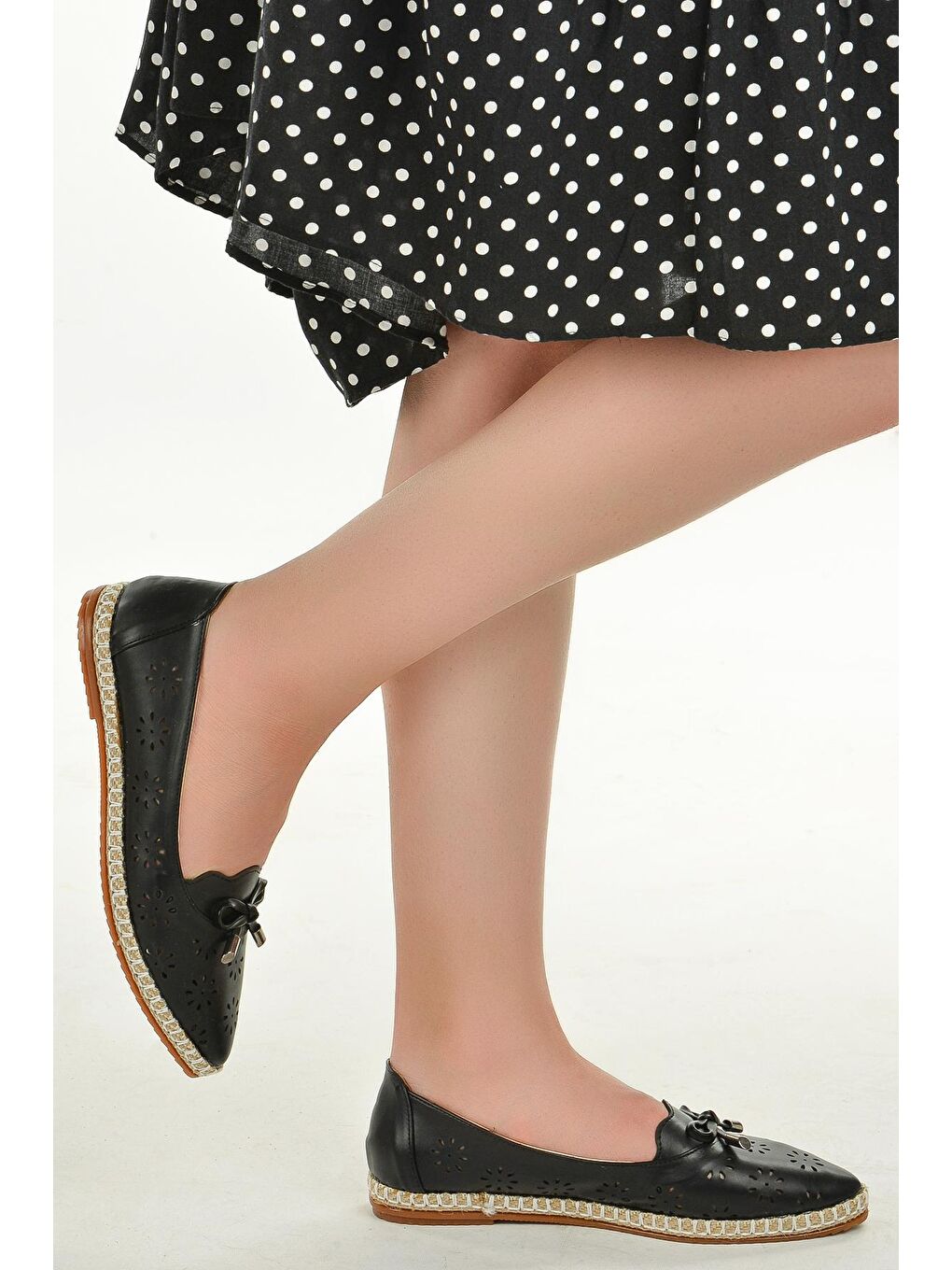 Siyah Cilt Günlük Anatomik Kadın Babet Ayakkabı 177-37-1