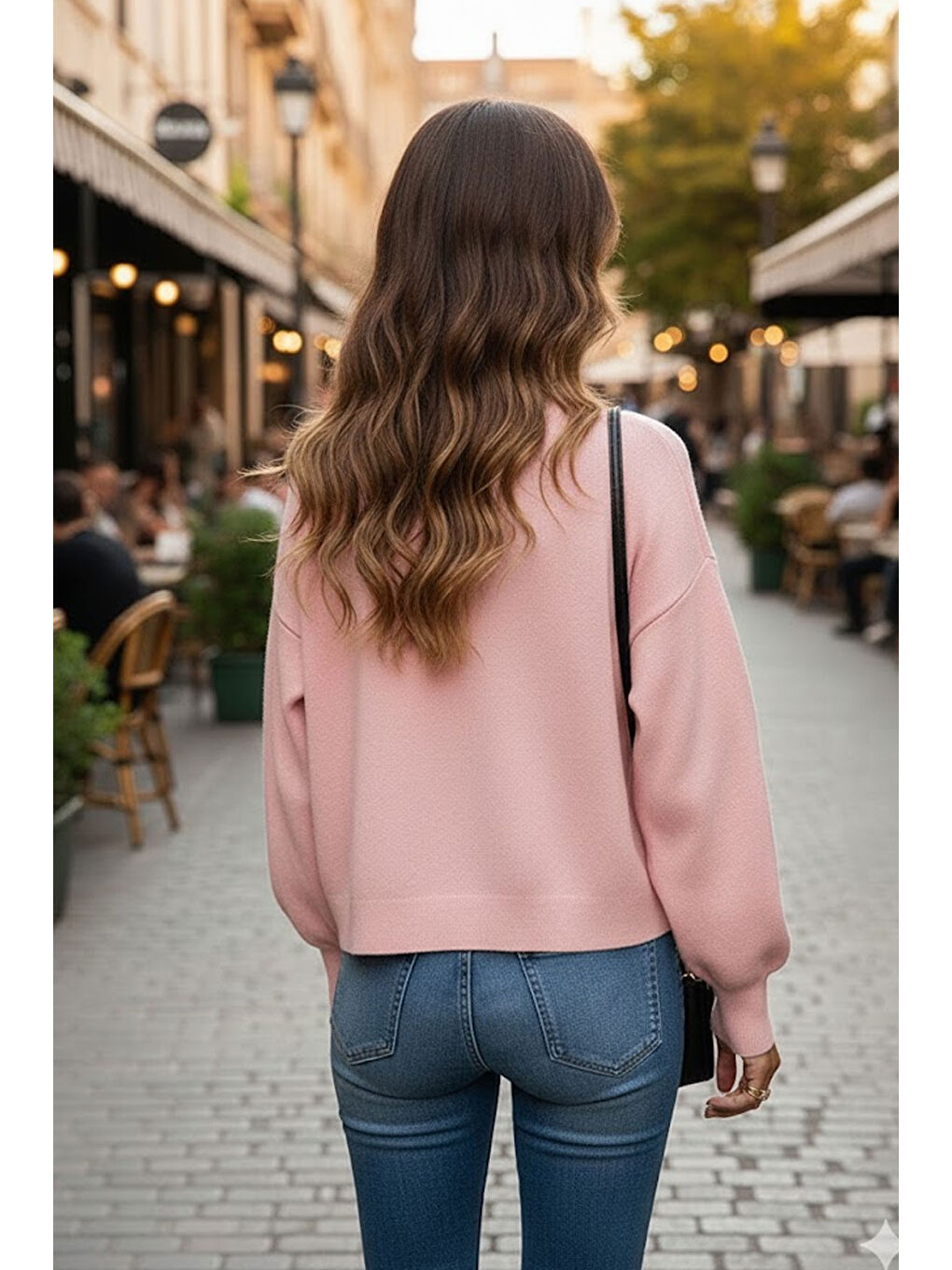 Pembe Yumuşak Dokulu Mücevher Düğmeli Ceket Görünümlü Triko Hırka-2