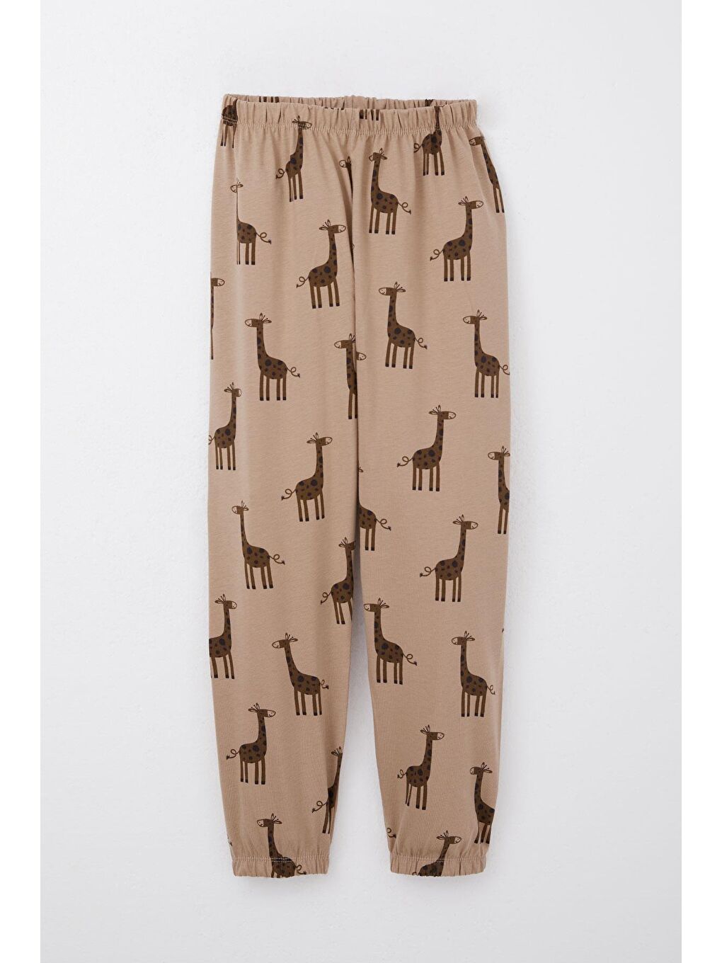 Bej Erkek Çocuk Pijama Takımı Sevimli Zürafa Desenli Vizon (4 Yaş)-6