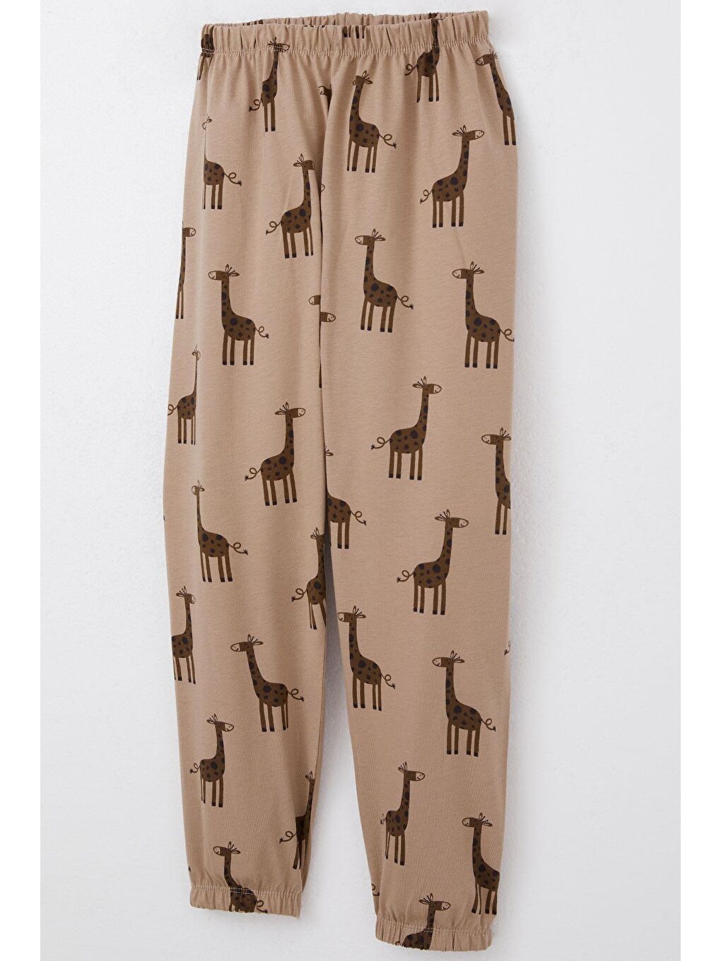 Bej Erkek Çocuk Pijama Takımı Sevimli Zürafa Desenli Vizon (4 Yaş)-10