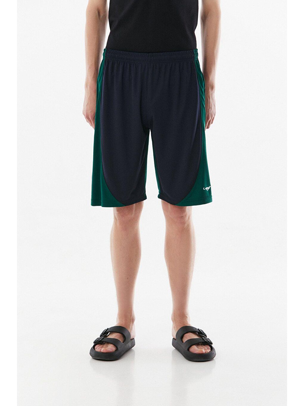 Yeşil Renk Bloklu Beli Bağlamalı Şort-4