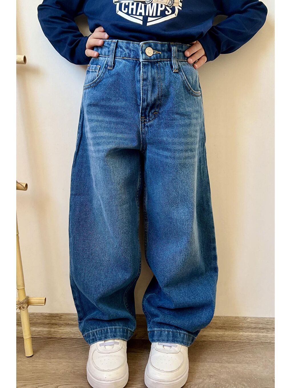 Erkek Çocuk Jean Pantolon Fermuarlı Cepli Mavi (5-9 Yaş)-1