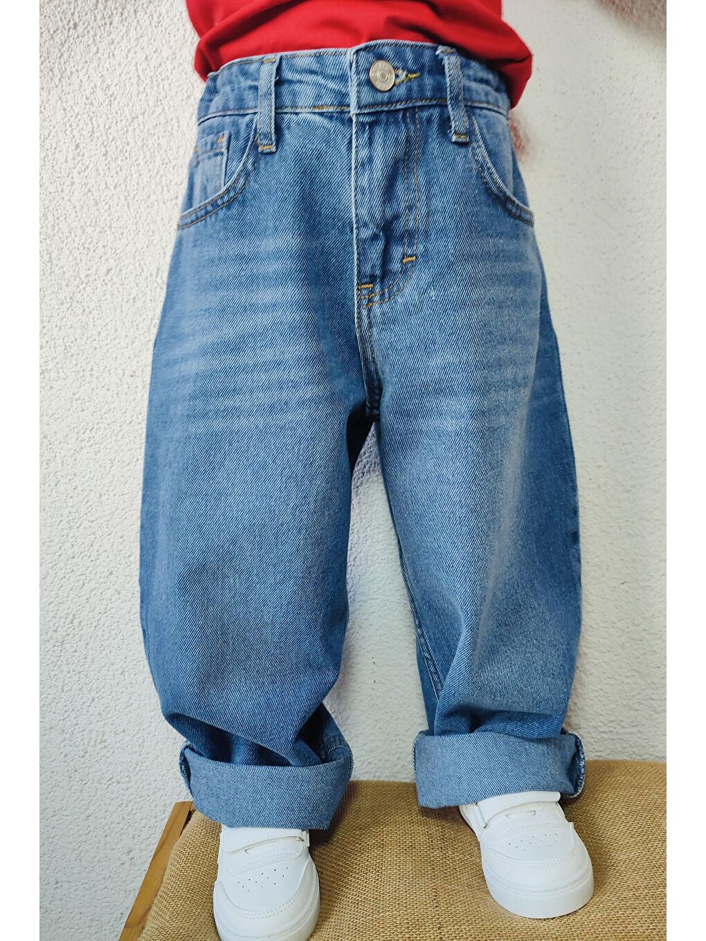 Erkek Çocuk Jean Pantolon Fermuarlı Cepli Mavi (5-9 Yaş)-4