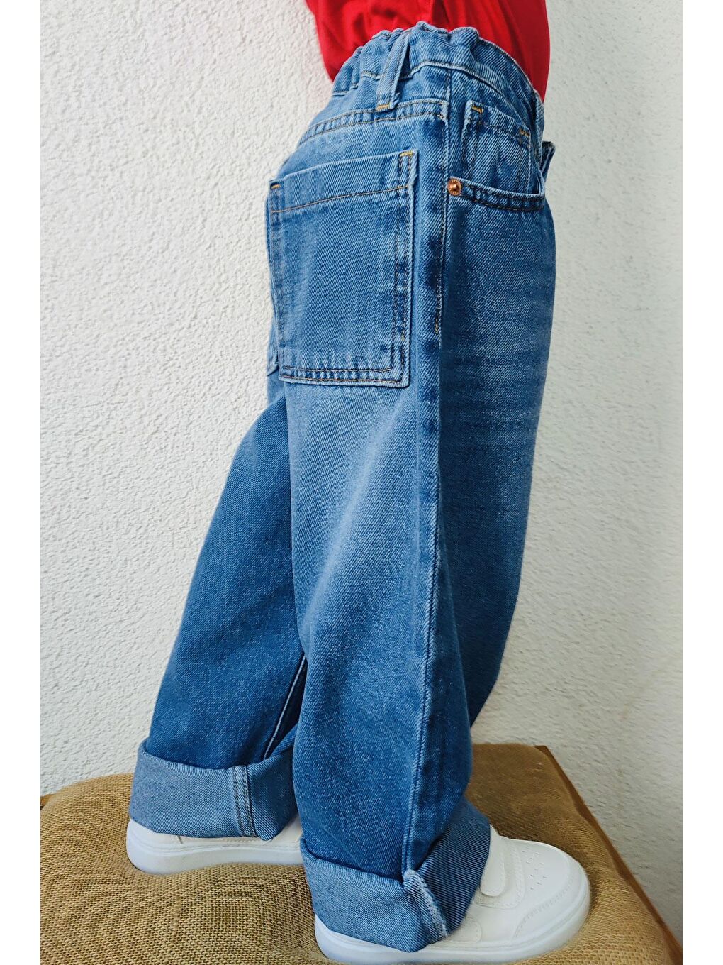 Erkek Çocuk Jean Pantolon Fermuarlı Cepli Mavi (5-9 Yaş)-5