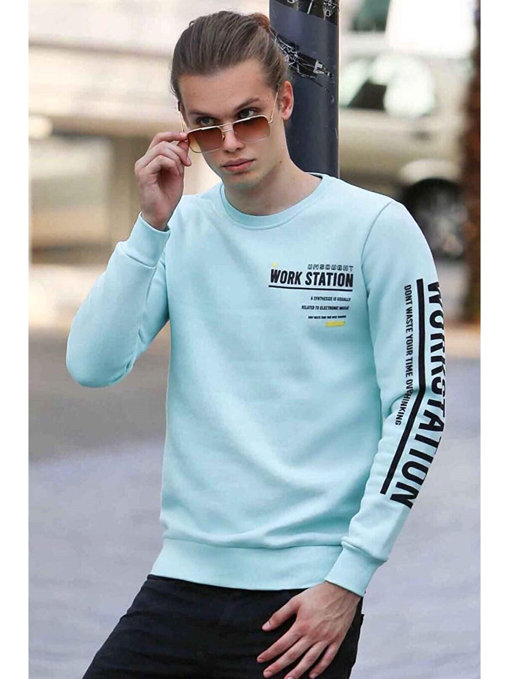 Baskılı Turkuaz Sweatshirt 4161