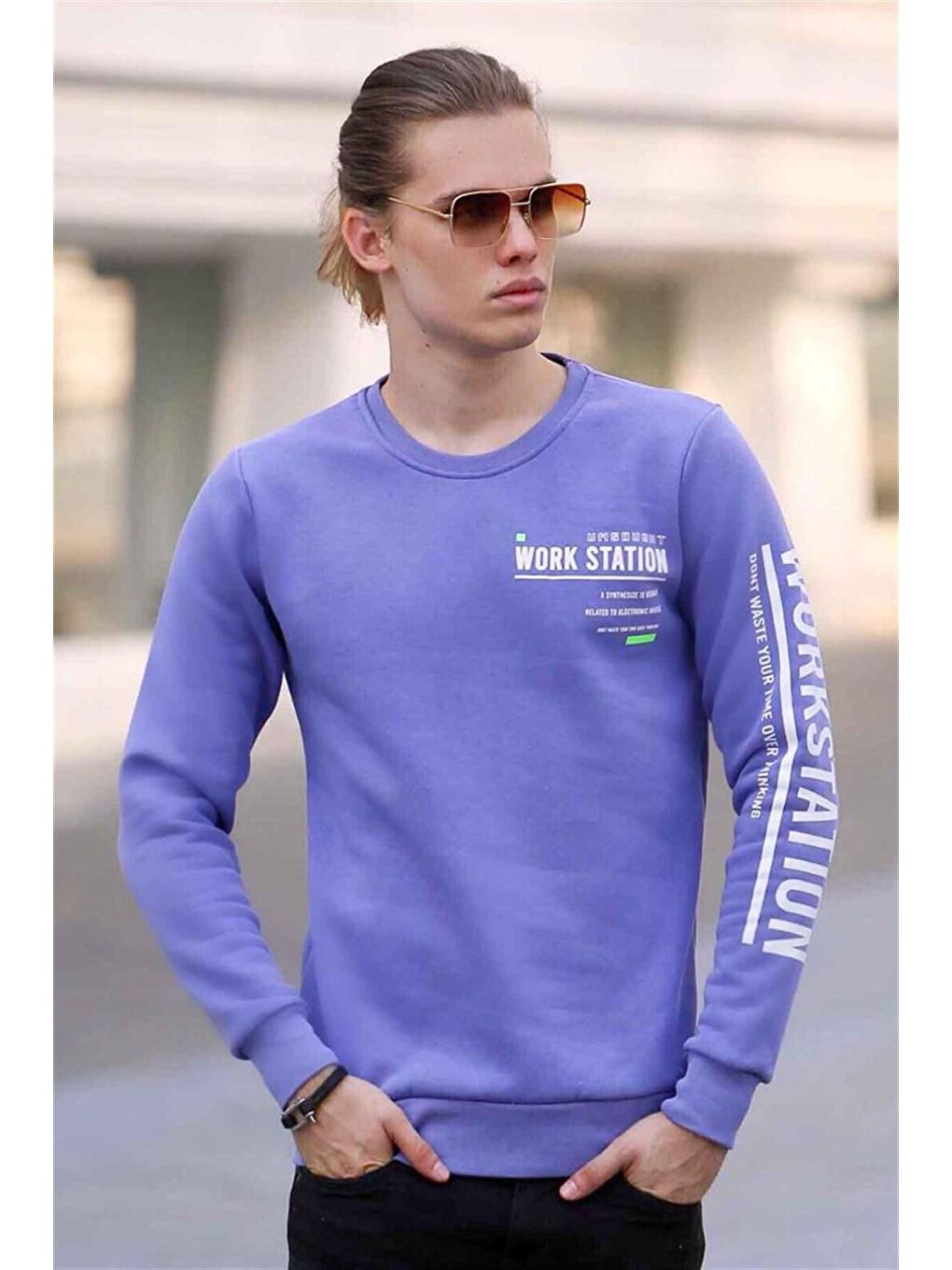 Madmext Baskılı Mor Sweatshirt 4161