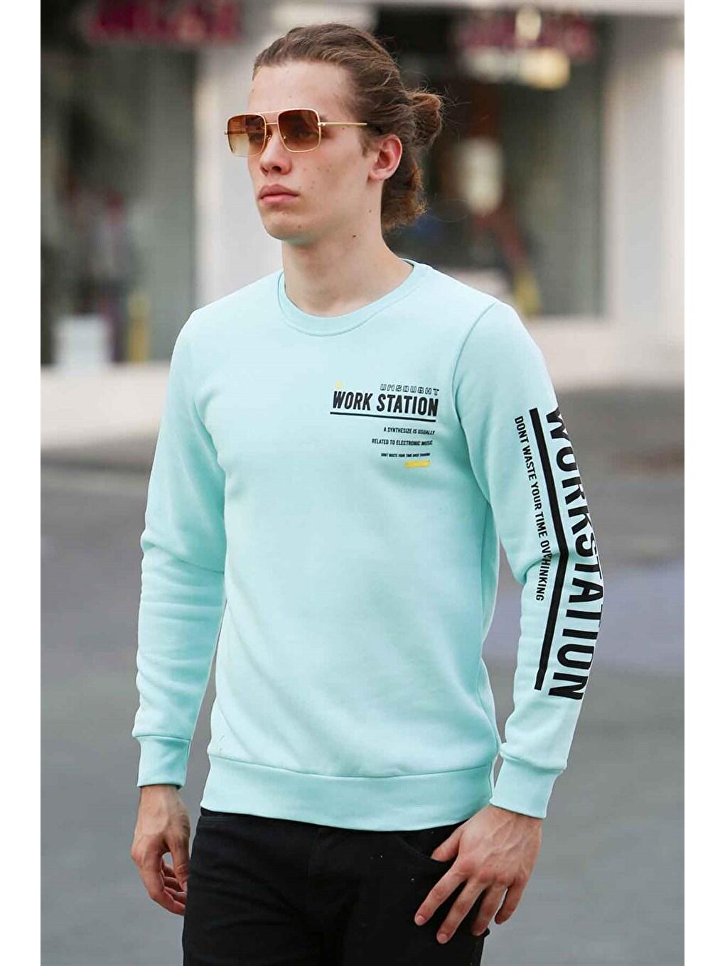 Baskılı Turkuaz Sweatshirt 4161-1