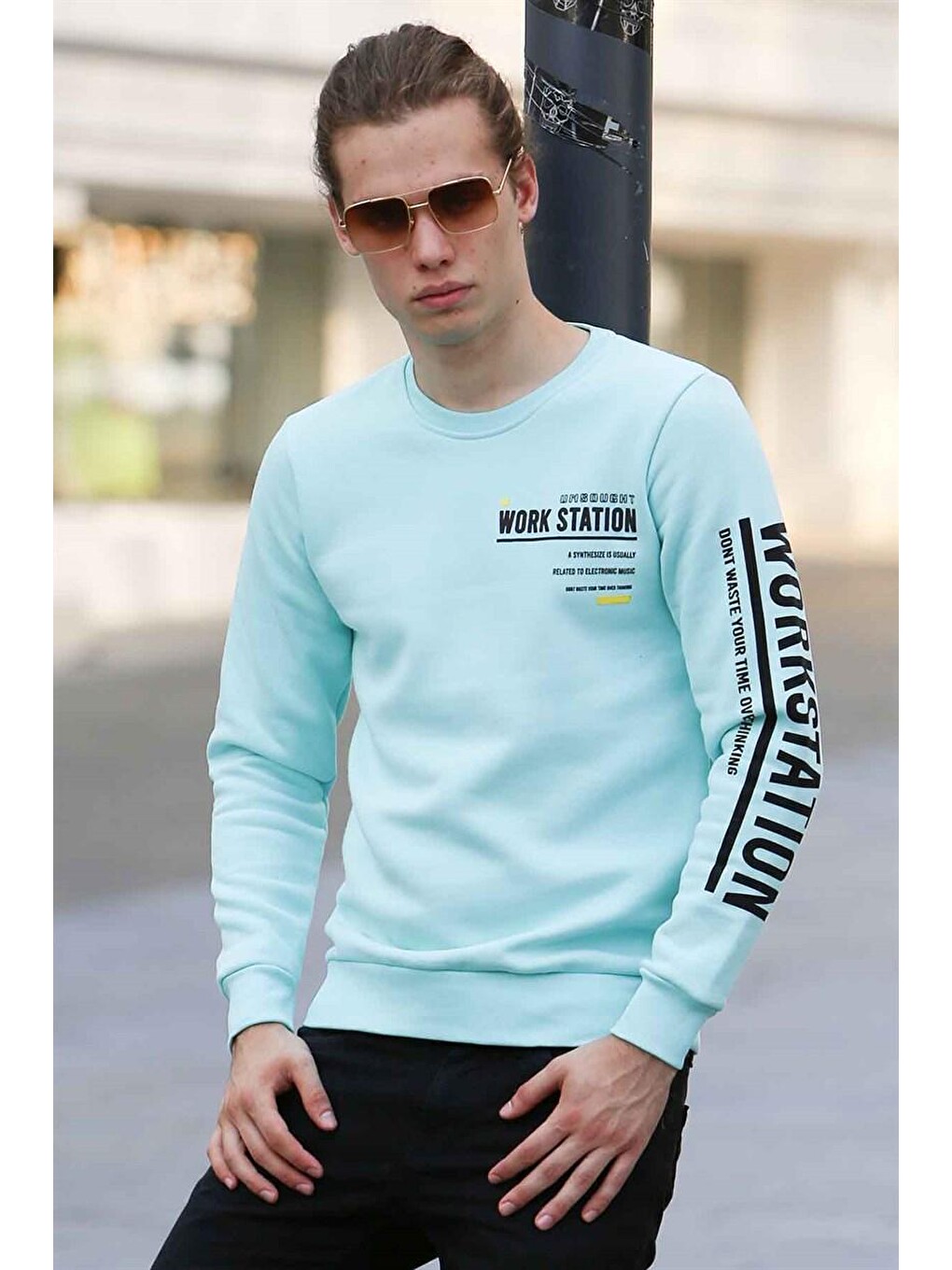 Baskılı Turkuaz Sweatshirt 4161-2