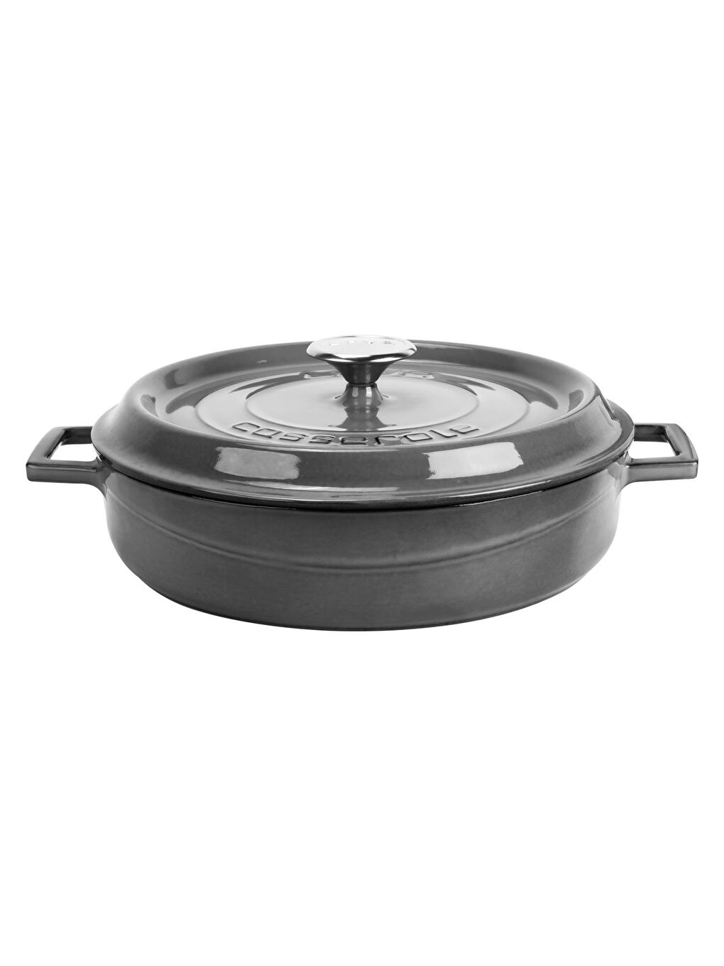 Gri Çok Amaçlı Yayvan Tencere Döküm Demir Yekpare Kulplu Premium Serisi Çap(Ø)28cm.